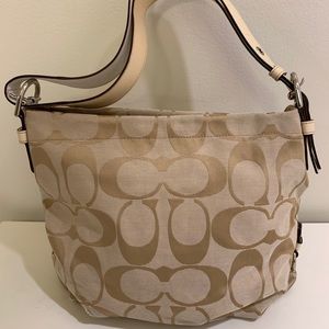 Coach Carly Bag Tan/Cream Logo Shoulder Bag